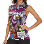 Custom Sea Eagles Rugby Merry Christmas Women Sleeveless Polo Shirt Indigenous Australian Art
