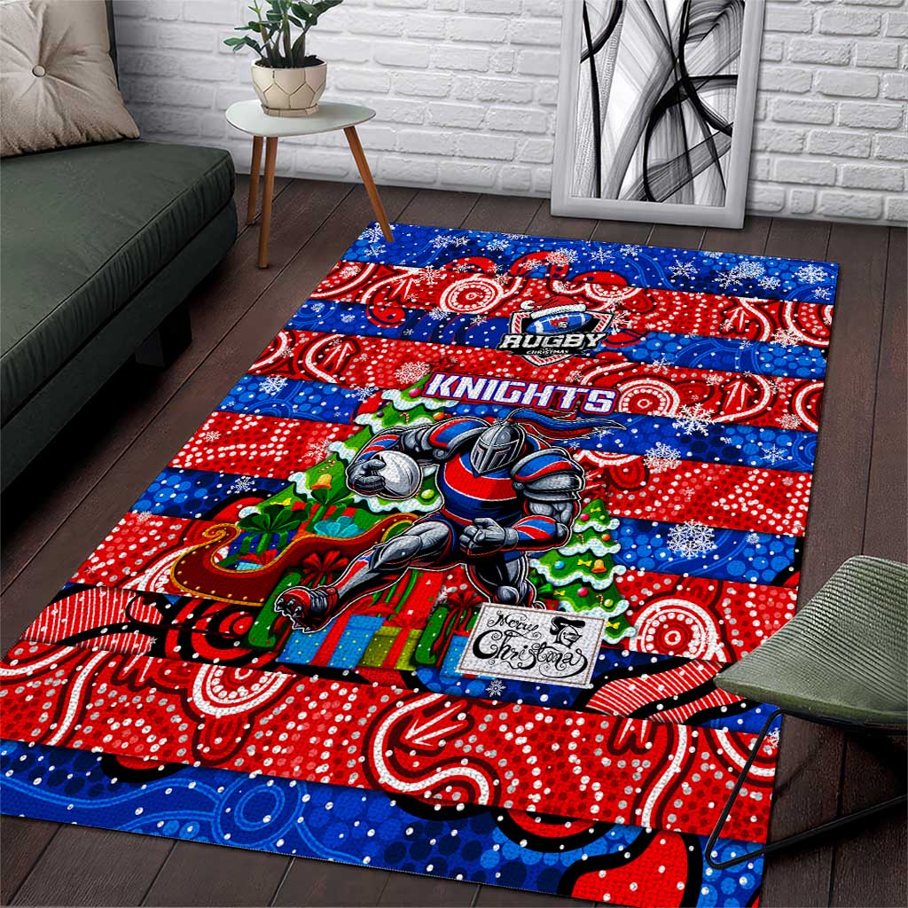 Knights Rugby Merry Christmas Area Rug Indigenous Australian Art