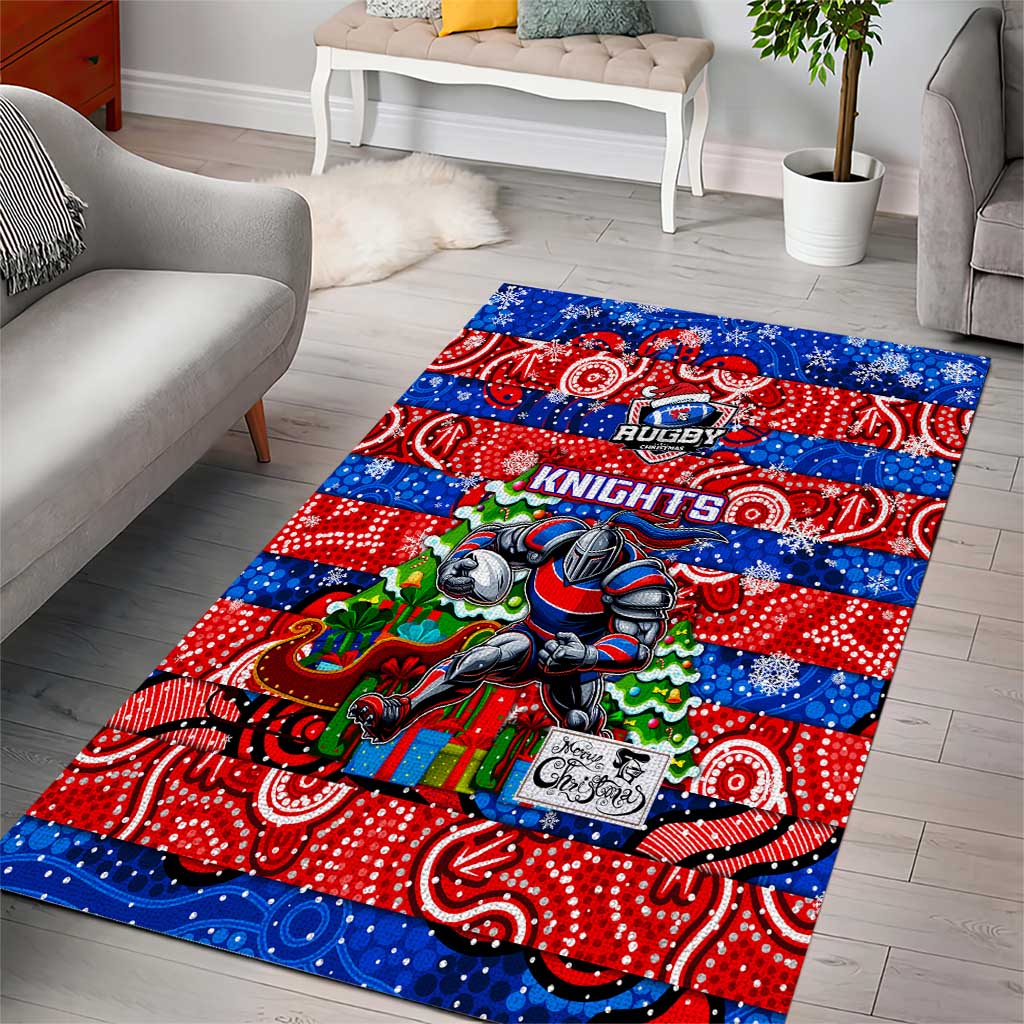 Knights Rugby Merry Christmas Area Rug Indigenous Australian Art