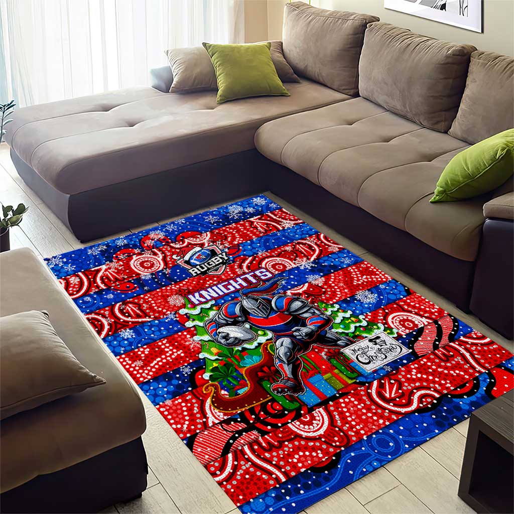 Knights Rugby Merry Christmas Area Rug Indigenous Australian Art