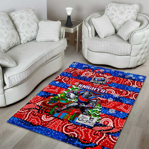 Knights Rugby Merry Christmas Area Rug Indigenous Australian Art