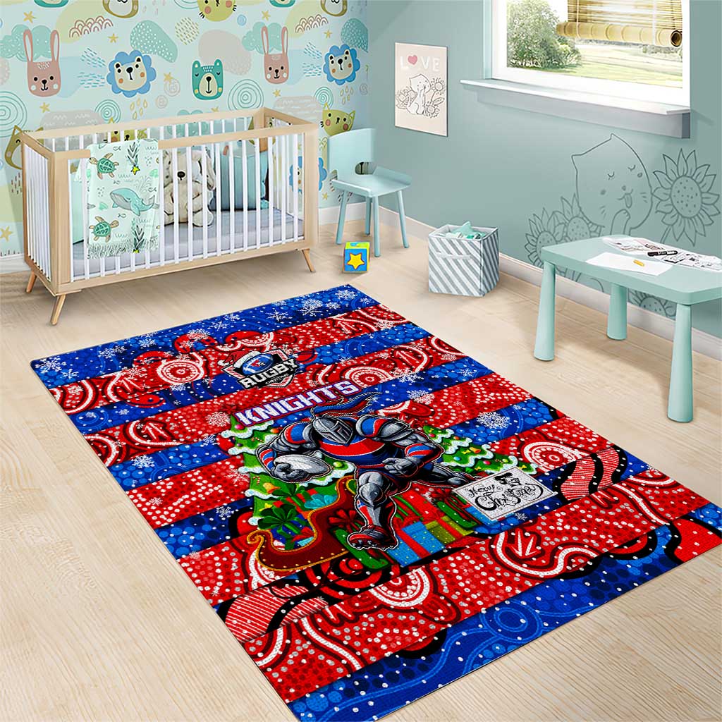 Knights Rugby Merry Christmas Area Rug Indigenous Australian Art