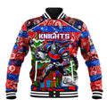 Custom Knights Rugby Merry Christmas Baseball Jacket Indigenous Australian Art