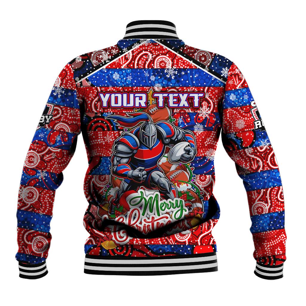 Custom Knights Rugby Merry Christmas Baseball Jacket Indigenous Australian Art