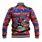 Custom Knights Rugby Merry Christmas Baseball Jacket Indigenous Australian Art