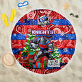 Knights Rugby Merry Christmas Beach Blanket Indigenous Australian Art