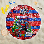 Knights Rugby Merry Christmas Beach Blanket Indigenous Australian Art