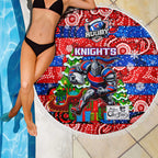 Knights Rugby Merry Christmas Beach Blanket Indigenous Australian Art