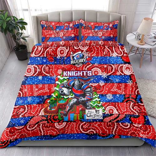Knights Rugby Merry Christmas Bedding Set Indigenous Australian Art