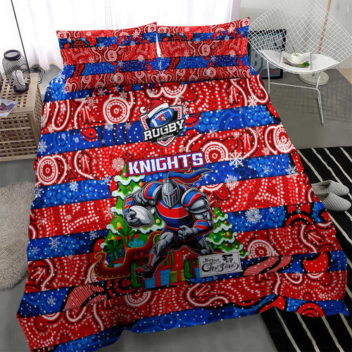 Knights Rugby Merry Christmas Bedding Set Indigenous Australian Art