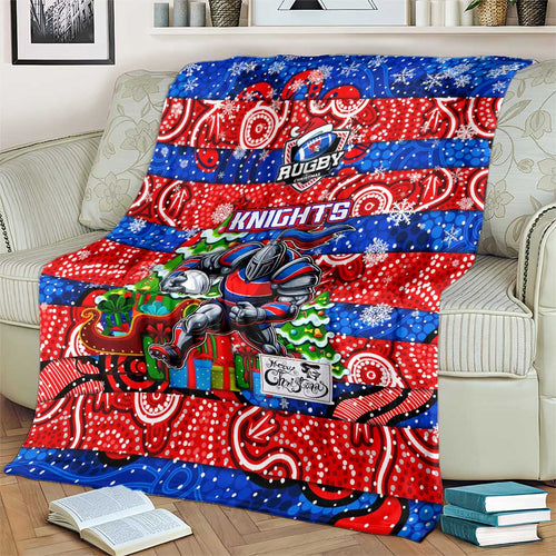 Knights Rugby Merry Christmas Blanket Indigenous Australian Art