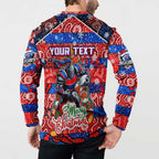 Custom Knights Rugby Merry Christmas Button Sweatshirt Indigenous Australian Art