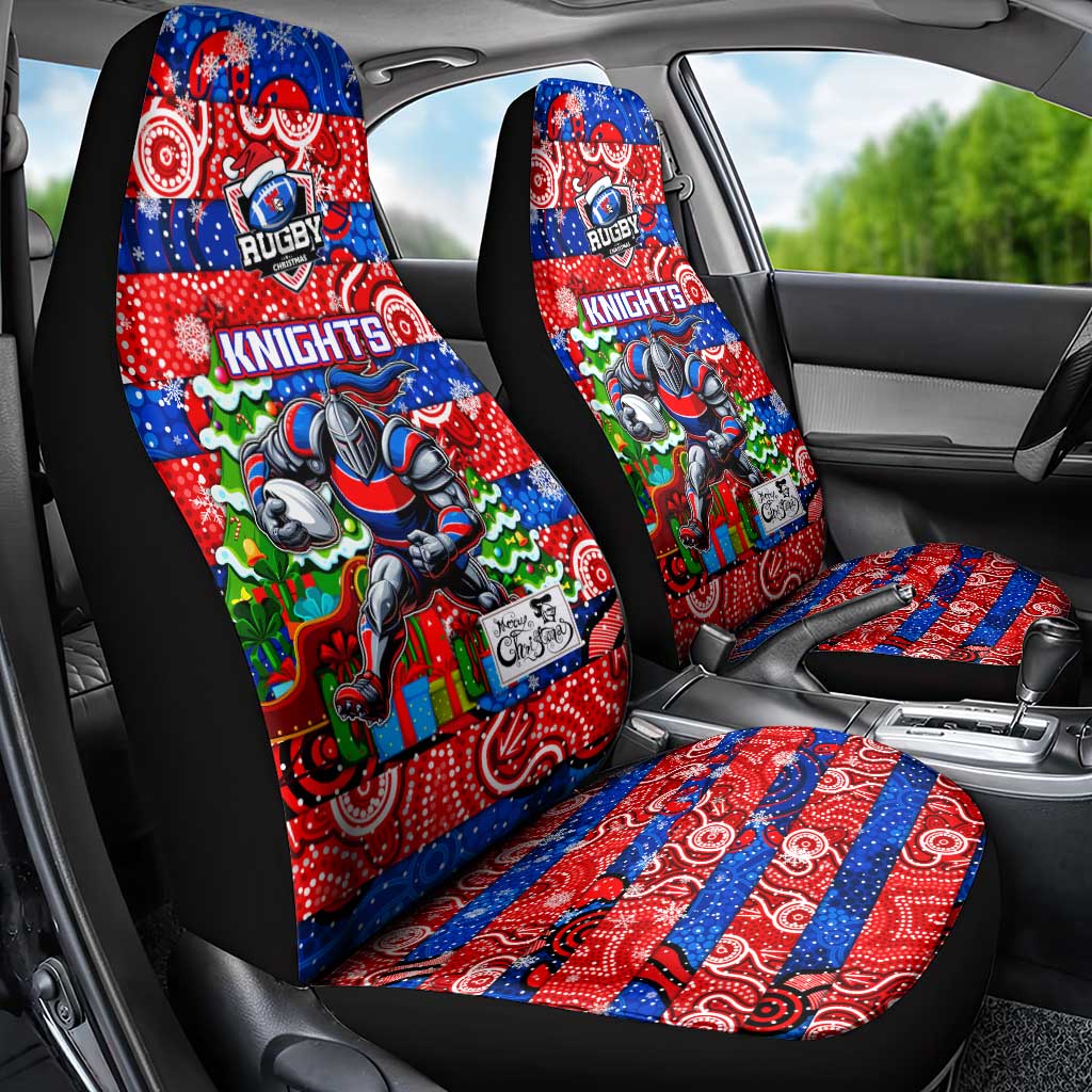 Knights Rugby Merry Christmas Car Seat Cover Indigenous Australian Art
