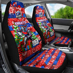 Knights Rugby Merry Christmas Car Seat Cover Indigenous Australian Art