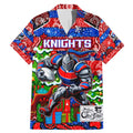 Custom Knights Rugby Merry Christmas Family Matching Mermaid Dress and Hawaiian Shirt Indigenous Australian Art