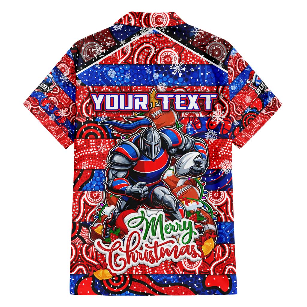 Custom Knights Rugby Merry Christmas Family Matching Off Shoulder Maxi Dress and Hawaiian Shirt Indigenous Australian Art