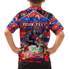 Custom Knights Rugby Merry Christmas Family Matching Summer Maxi Dress and Hawaiian Shirt Indigenous Australian Art
