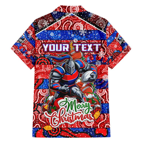 Custom Knights Rugby Merry Christmas Family Matching Summer Maxi Dress and Hawaiian Shirt Indigenous Australian Art