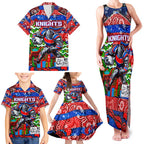 Custom Knights Rugby Merry Christmas Family Matching Tank Maxi Dress and Hawaiian Shirt Indigenous Australian Art