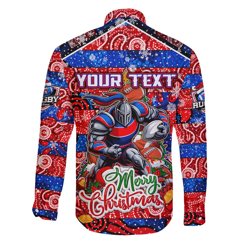 Custom Knights Rugby Merry Christmas Family Matching Tank Maxi Dress and Hawaiian Shirt Indigenous Australian Art