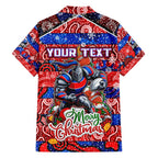 Custom Knights Rugby Merry Christmas Hawaiian Shirt Indigenous Australian Art