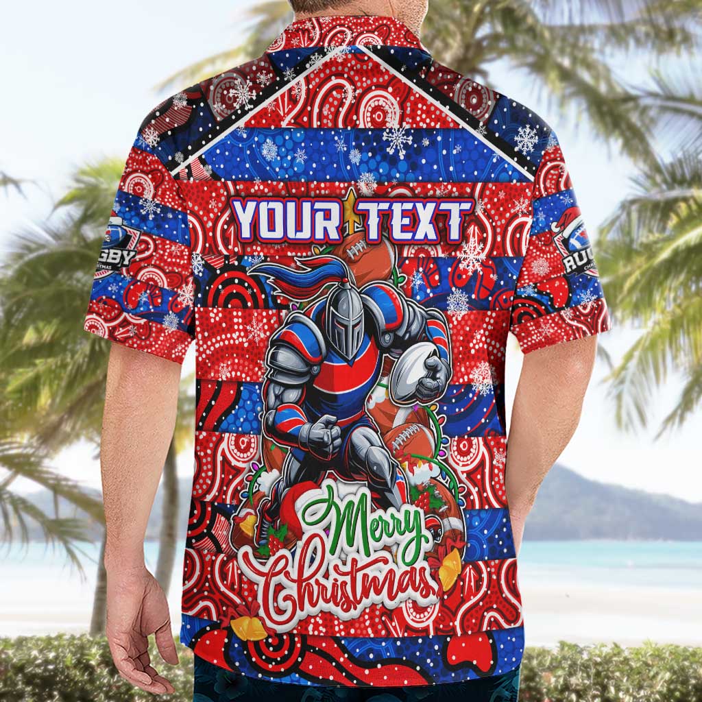 Custom Knights Rugby Merry Christmas Hawaiian Shirt Indigenous Australian Art