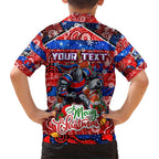 Custom Knights Rugby Merry Christmas Hawaiian Shirt Indigenous Australian Art