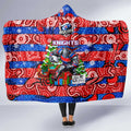 Knights Rugby Merry Christmas Hooded Blanket Indigenous Australian Art