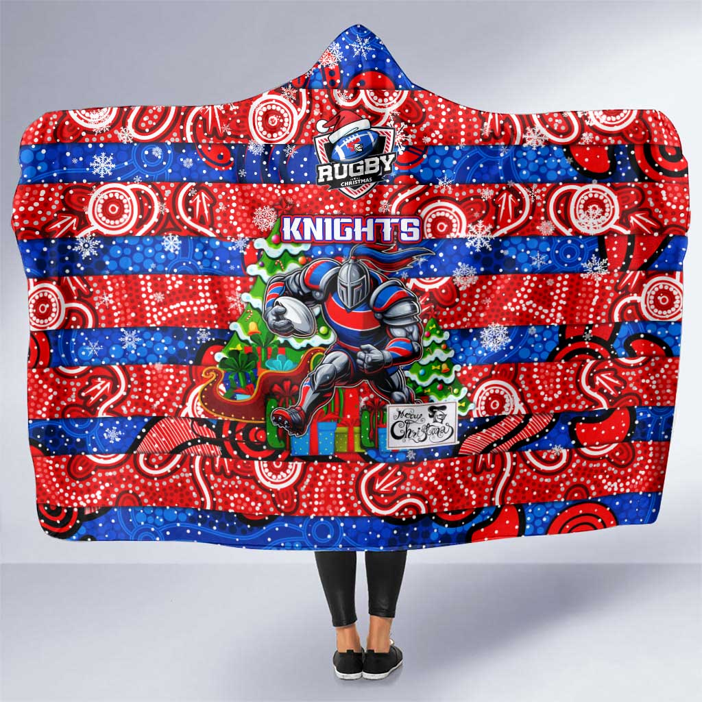 Knights Rugby Merry Christmas Hooded Blanket Indigenous Australian Art