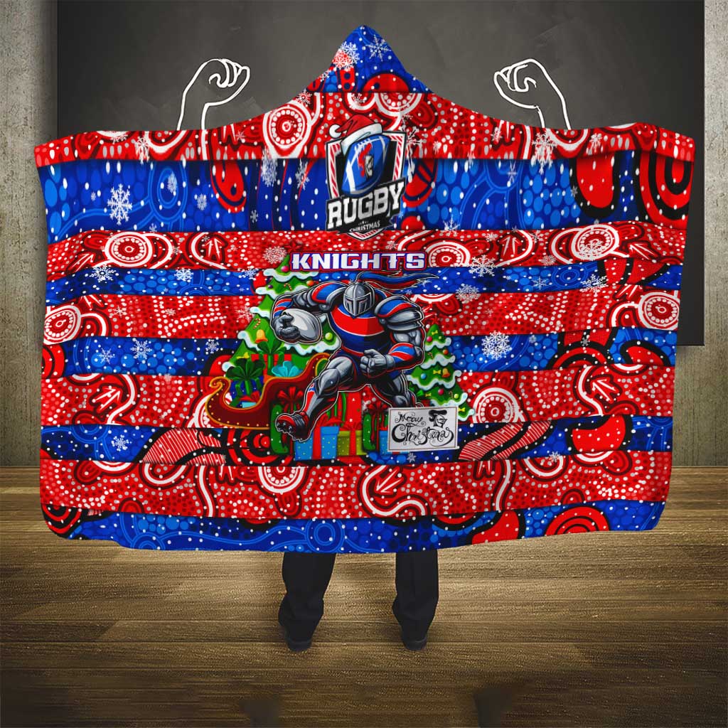 Knights Rugby Merry Christmas Hooded Blanket Indigenous Australian Art