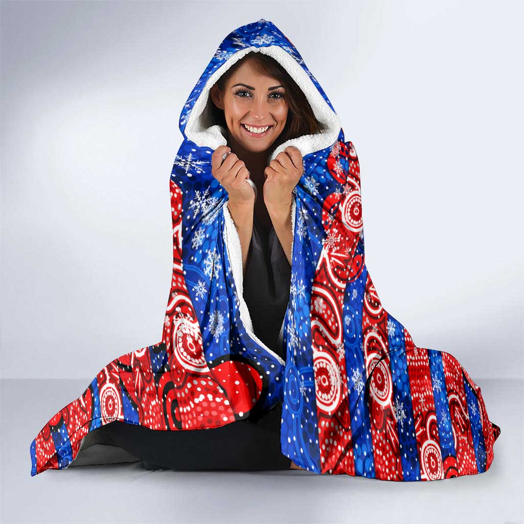 Knights Rugby Merry Christmas Hooded Blanket Indigenous Australian Art