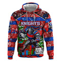 Custom Knights Rugby Merry Christmas Hoodie Indigenous Australian Art