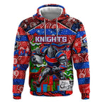 Custom Knights Rugby Merry Christmas Hoodie Indigenous Australian Art