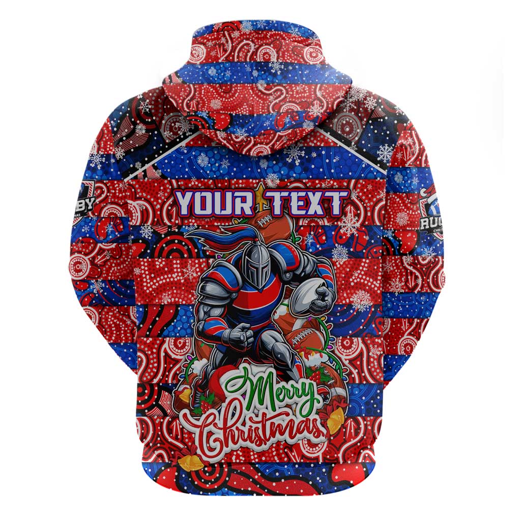 Custom Knights Rugby Merry Christmas Hoodie Indigenous Australian Art