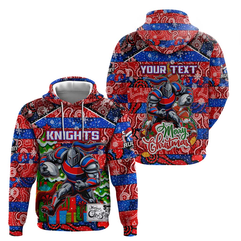 Custom Knights Rugby Merry Christmas Hoodie Indigenous Australian Art