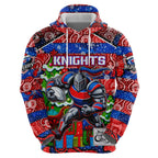 Custom Knights Rugby Merry Christmas Hoodie Indigenous Australian Art