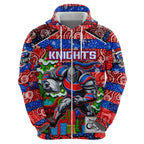 Custom Knights Rugby Merry Christmas Hoodie Indigenous Australian Art