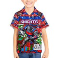 Custom Knights Rugby Merry Christmas Kid Hawaiian Shirt Indigenous Australian Art