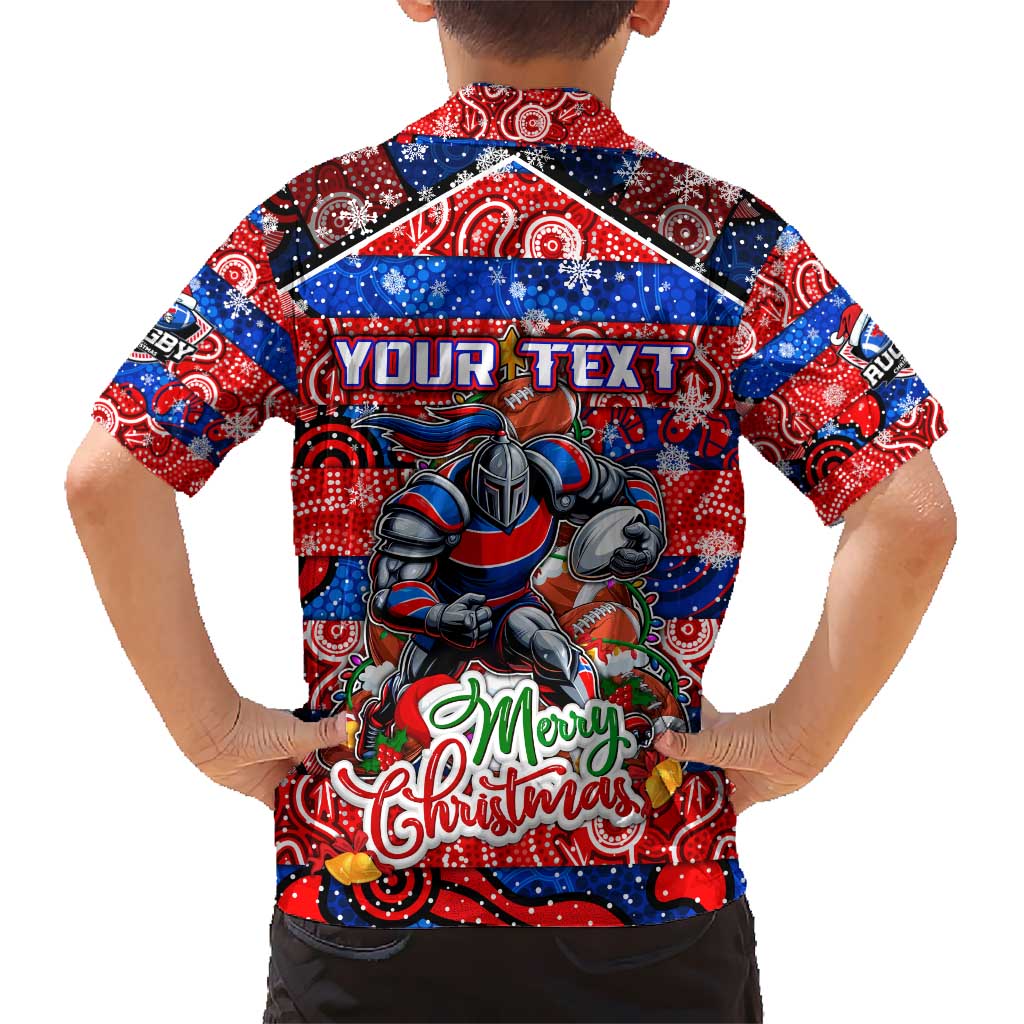 Custom Knights Rugby Merry Christmas Kid Hawaiian Shirt Indigenous Australian Art
