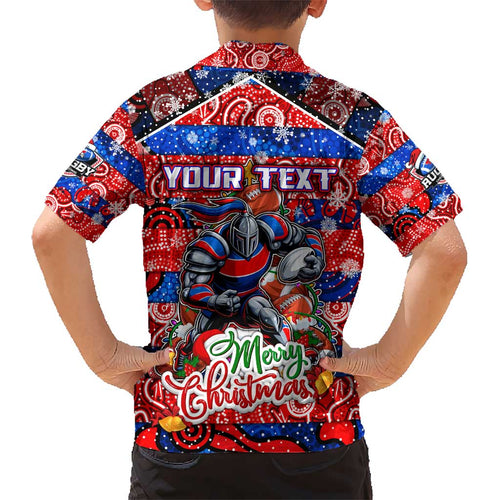 Custom Knights Rugby Merry Christmas Kid Hawaiian Shirt Indigenous Australian Art