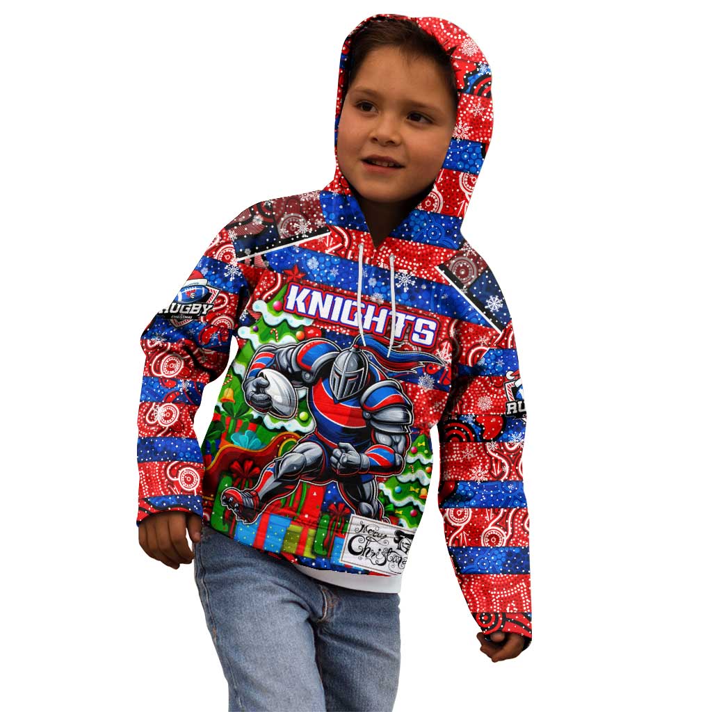 Custom Knights Rugby Merry Christmas Kid Hoodie Indigenous Australian Art