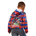 Custom Knights Rugby Merry Christmas Kid Hoodie Indigenous Australian Art