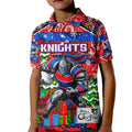 Custom Knights Rugby Merry Christmas Kid Polo Shirt Indigenous Australian Art