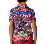 Custom Knights Rugby Merry Christmas Kid Polo Shirt Indigenous Australian Art