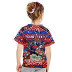 Custom Knights Rugby Merry Christmas Kid T Shirt Indigenous Australian Art