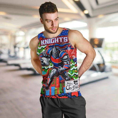 Custom Knights Rugby Merry Christmas Men Tank Top Indigenous Australian Art