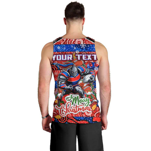 Custom Knights Rugby Merry Christmas Men Tank Top Indigenous Australian Art