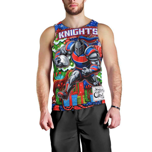 Custom Knights Rugby Merry Christmas Men Tank Top Indigenous Australian Art