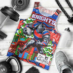 Custom Knights Rugby Merry Christmas Men Tank Top Indigenous Australian Art