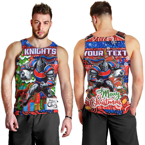 Custom Knights Rugby Merry Christmas Men Tank Top Indigenous Australian Art